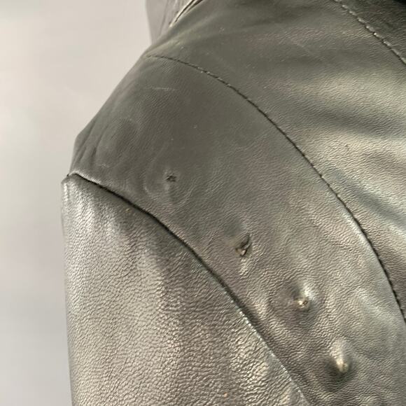 DIESEL BLACK GOLD Vintage Size M Black Leather Zip Up Hooded Jacket - Picture 6 of 16